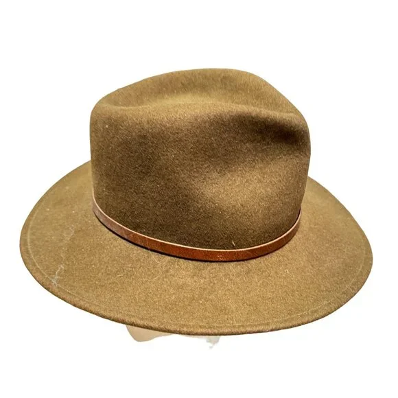London Fog Brown Fedora Hat 100% Wool SZ S 21" Crushable Water Repellant USA - Picture 1 of 5